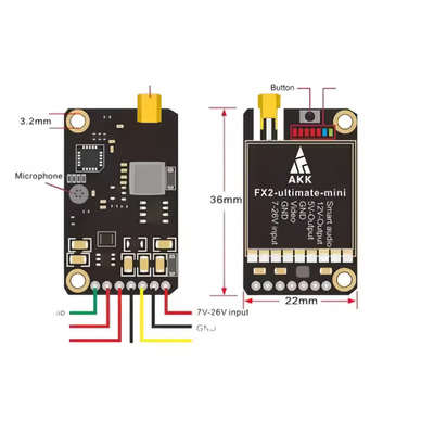 AKK Ultra Long Range FPV VTX 1.2W FX2 Ultimate Mini 5.8GHz 37CH trasmettitore video wireless