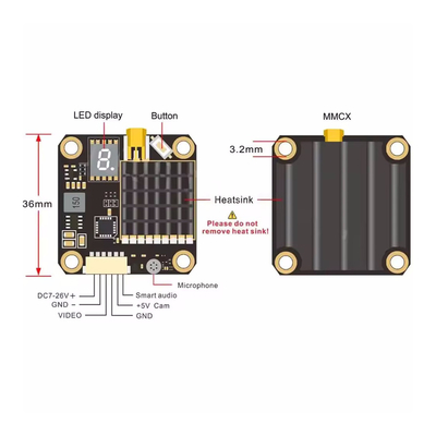 AKK 2W 5.8G FPV Video trasmettitore 37CH 25mW/200mW/600mW/1000/2000mW Drone commutabile VTX